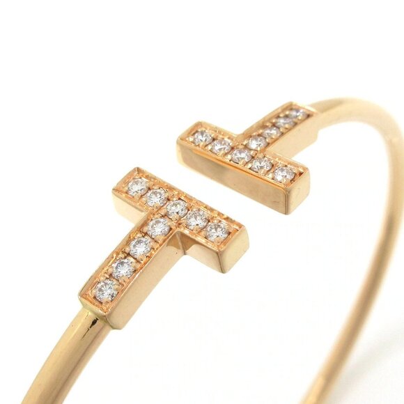 Auth TIFFANY&Co. T Wire Bracelet - 18K Rose Gold Diamond Bangle - Picture 5 of 5